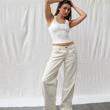 Low Rise Parallel Jeans in Off White