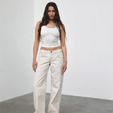 Low Rise Parallel Jeans in Off White