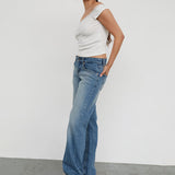 Low Rise Parallel Jeans in Powder Blue