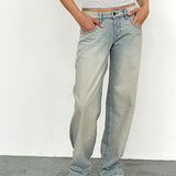 Low Rise Parallel Jeans in Sand Bleach Extreme