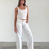 Low Rise Parallel Jeans in True White