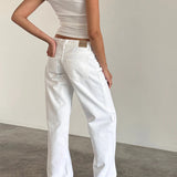 Low Rise Parallel Jeans in True White