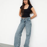Low Rise Parallel Jeans in Vintage Blue Wash