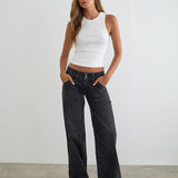 Low Rise Relaxed Cargo Jeans in Vintage Black
