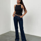 Rigid Low Rise Flare Jeans In Indigo