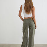 Low Rise Roomy Jeans in Olivine