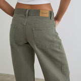 Low Rise Roomy Jeans in Olivine