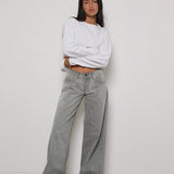 Low Rise Roomy Jeans in Bleach Grey