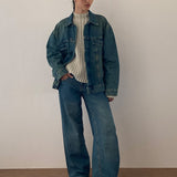 Roomy Extra Wide Low Rise Jeans in Brown Blue Acid