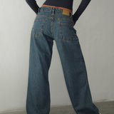Roomy Extra Wide Low Rise Jeans in Brown Blue Acid