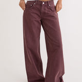 Low Rise Roomy Jeans in Burgundy