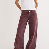 Low Rise Roomy Jeans in Burgundy