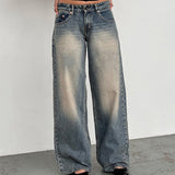 Roomy Extra Wide Low Rise Jeans in Dirty Blue