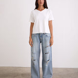 Low Rise Roomy Jeans in Extreme Rip Vintage Blue