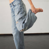 Low Rise Roomy Jeans in Extreme Rip Vintage Blue