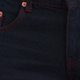 Low Rise Roomy Jeans in Indigo with Red Stitch