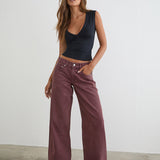 Low Rise Roomy Jeans in Burgundy