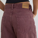 Low Rise Roomy Jeans in Burgundy