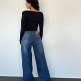 Roomy Extra Wide Low Rise Jean in College Blue