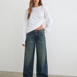 Low Rise Roomy Jeans in Dirty Green