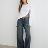 Low Rise Roomy Jeans in Dirty Green