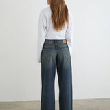 Low Rise Roomy Jeans in Dirty Green