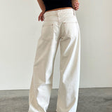 Roomy Extra Wide Low Rise Jeans in Off White