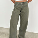 Low Rise Roomy Jeans in Olivine