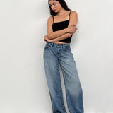 Roomy Extra Wide Low Rise Jeans in Powder Blue