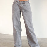Roomy Extra Wide Low Rise Jeans in Grey Wash