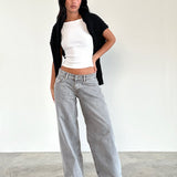 Roomy Extra Wide Low Rise Jeans in Grey Wash