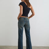 Low Rise Twisted Seam Jeans in Dirty Green