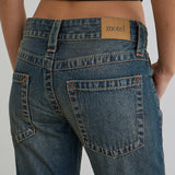 Low Rise Twisted Seam Jeans in Dirty Green