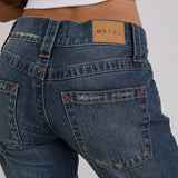 Low Rise Twisted Seam Jeans In Mid Blue Tint