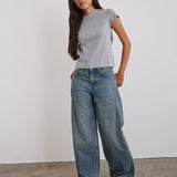 Low Slung Roomy Jeans in Vintage Blue Green