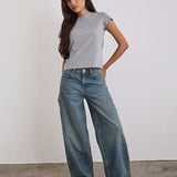 Low Slung Roomy Jeans in Vintage Blue Green