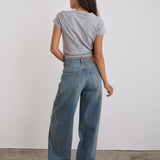 Low Slung Roomy Jeans in Vintage Blue Green