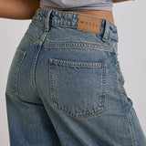 Low Slung Roomy Jeans in Vintage Blue Green