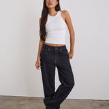 Low Slung Slim Parallel Jeans in Indigo