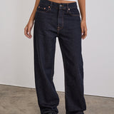 Low Slung Slim Parallel Jeans in Indigo