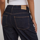 Low Slung Slim Parallel Jeans in Indigo