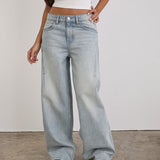Low Slung Roomy Jeans in Breeze Blue Wash