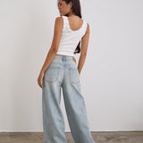 Low Slung Roomy Jeans in Breeze Blue Wash