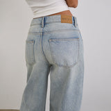 Low Slung Roomy Jeans in Breeze Blue Wash