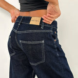 Low Rise Parallel Jeans in Indigo with Contrast Stitch