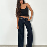 Low Rise Parallel Jeans in Indigo with Contrast Stitch