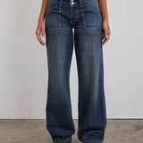 Low Rise Relaxed Cargo Jeans in Mid Blue Tint