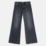 Low Rise Slouchy Flare Jeans in Washed Black Grey