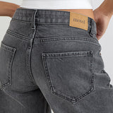 Low Rise Slouchy Flare Jeans in Washed Black Grey