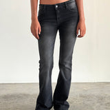 Low Rise Flared Jeans in Extreme Black